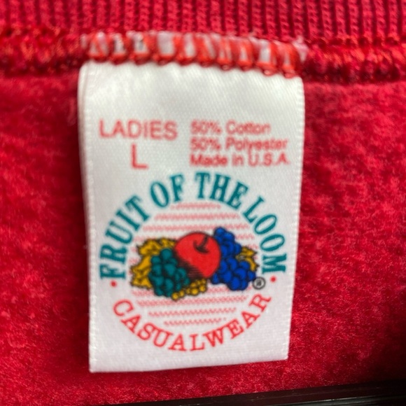 Vintage 90s Fruit of The Loom Blank Sweater Women Ladies Large Red LG Casual Wea - Picture 3 of 6